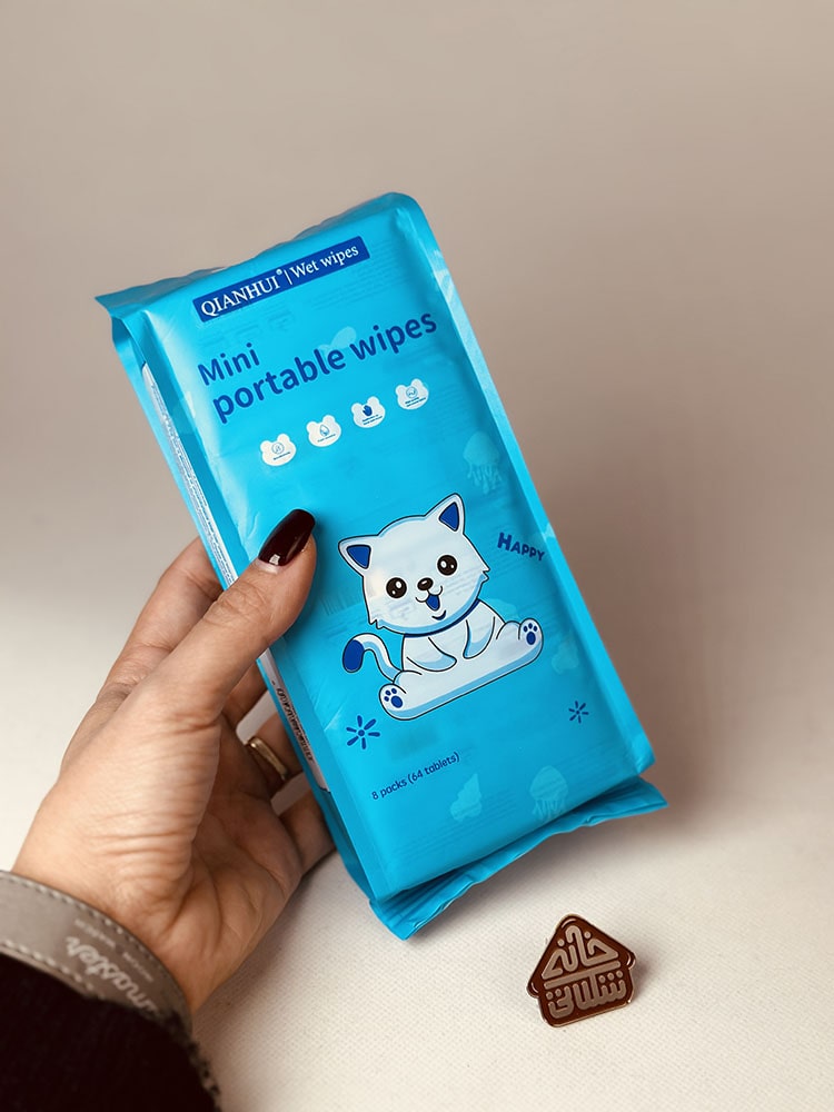 مناديل مبللة ناعمة للأطفال، مناديل صغيرة محمولة لطيفة ومنعشة للأطفال الباكج 8 علب