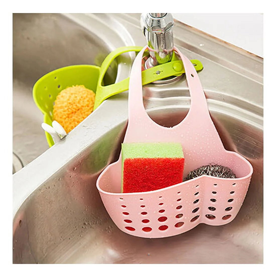 منظم إسفنجة حوض – حامل معلق للصنبور من مادة PVC بفتحات تهوية