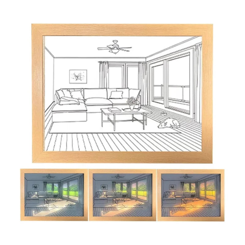 LED Illuminated Wall Art, Luminous Decoration for Bedroom and Living Room, Unique Dimmable Three-Color Decor