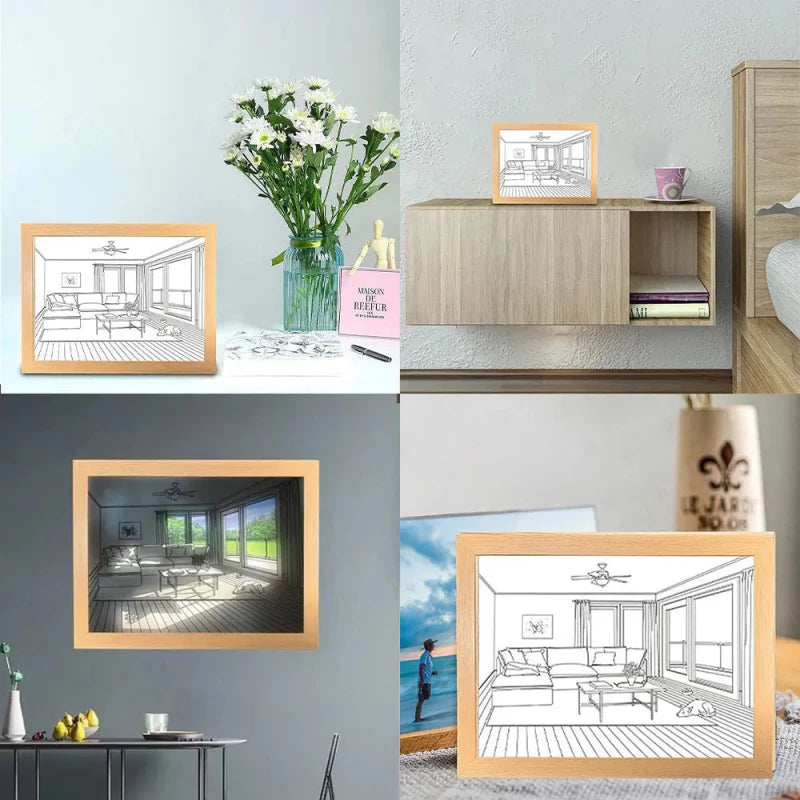 LED Illuminated Wall Art, Luminous Decoration for Bedroom and Living Room, Unique Dimmable Three-Color Decor
