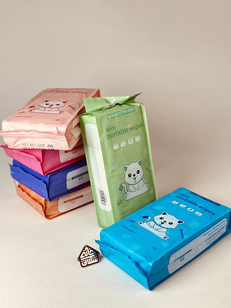 مناديل مبللة ناعمة للأطفال، مناديل صغيرة محمولة لطيفة ومنعشة للأطفال الباكج 8 علب