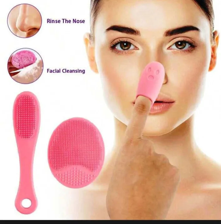 مجموعة فرشاة تنظيف الوجه بالسيليكون + فرشاة تقشير الشفاه – 2 في 1