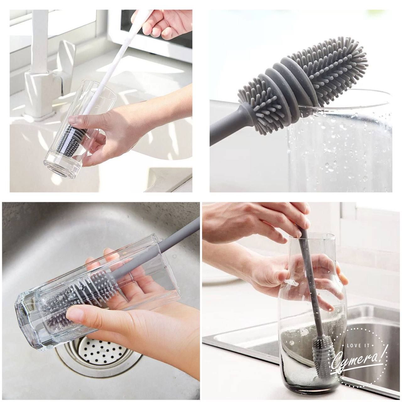 فرشاة من السيليكون بمقبض طويل للحاويات