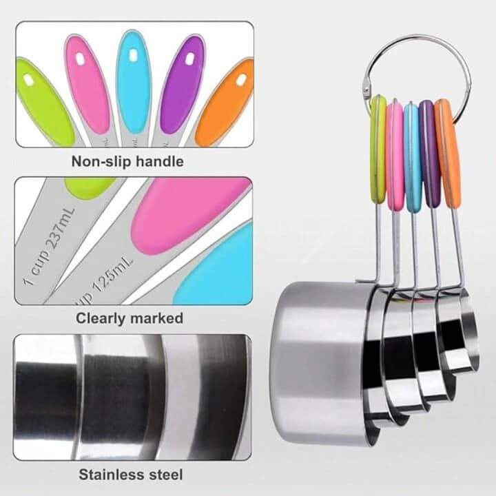 5-Piece Stainless Steel Measuring Cup Set