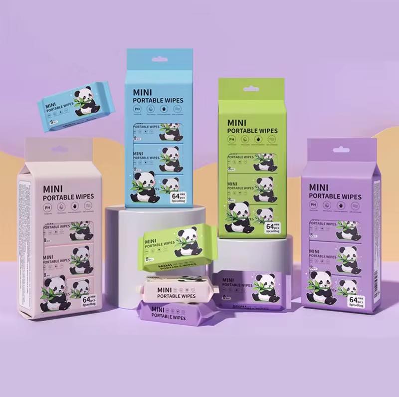 مناديل مبللة ناعمة للأطفال، مناديل صغيرة محمولة لطيفة ومنعشة للأطفال الباكج 8 علب