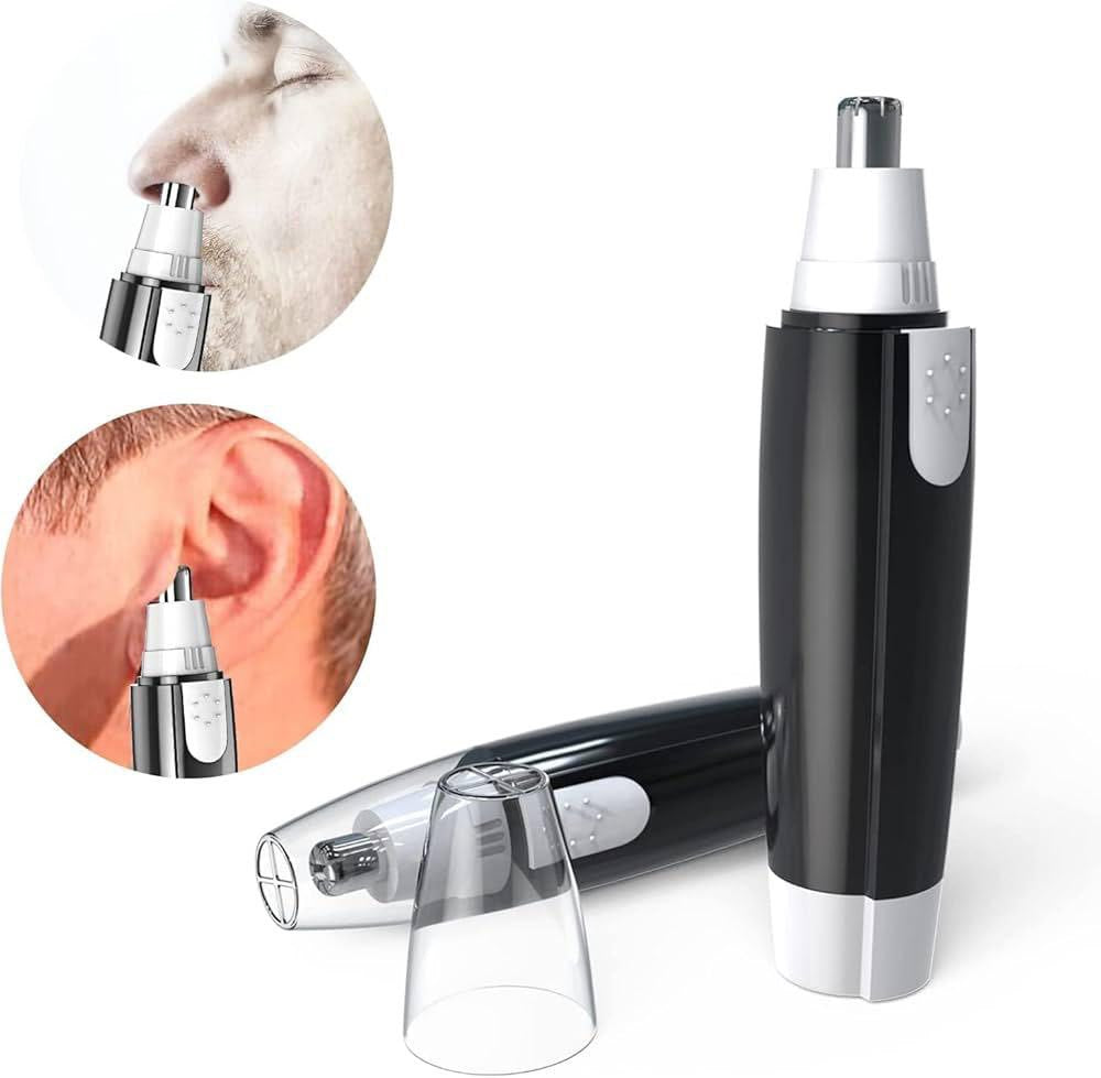 ماكينة تشذيب شعر الأنف الكهربائية بدون ألم، تشذيب شعر الحواجب واللحية والأذن وما إلى ذلك. مقاومة للماء وخفيفة الوزن وسهلة الحمل، منخفضة الضوضاء وسهلة التنظيف (إصدار البطارية باللون الأسود)