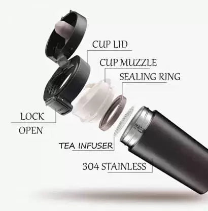 كوب حراري ستانلس ستيل مع مصفاة وقفل امان 350 مل