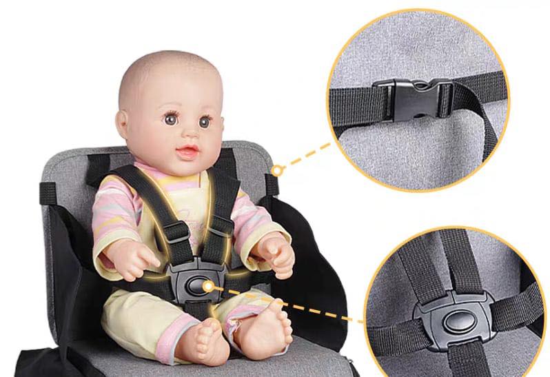 مقعد الأطفال المحمول والمثبت للكرسي/السيارة - تصميم آمن ومريح