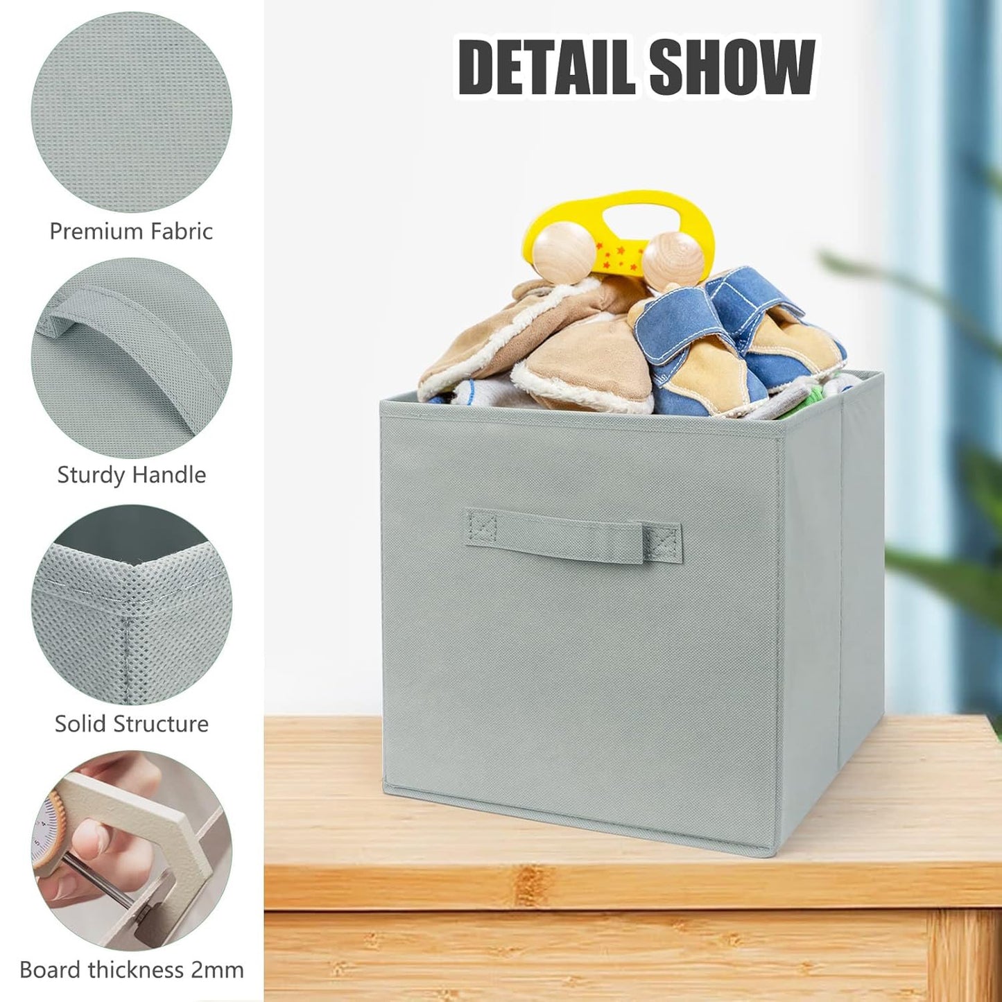 منظم مكعبات قماش ، صناديق تخزين مكعبات قابلة للطي، سلة تنظيم خزانة، منظمات منزلية مع نافذة ومقبض للأرفف والخزانة،  مكتبي