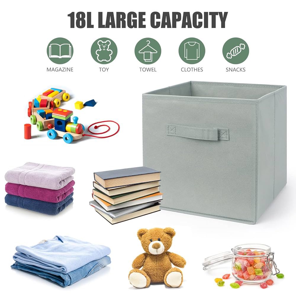 منظم مكعبات قماش ، صناديق تخزين مكعبات قابلة للطي، سلة تنظيم خزانة، منظمات منزلية مع نافذة ومقبض للأرفف والخزانة،  مكتبي