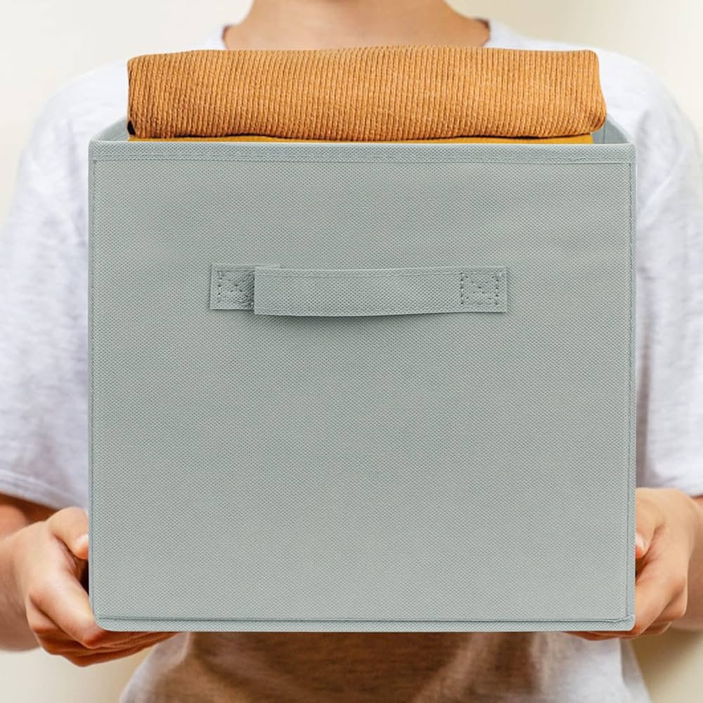 منظم مكعبات قماش ، صناديق تخزين مكعبات قابلة للطي، سلة تنظيم خزانة، منظمات منزلية مع نافذة ومقبض للأرفف والخزانة،  مكتبي