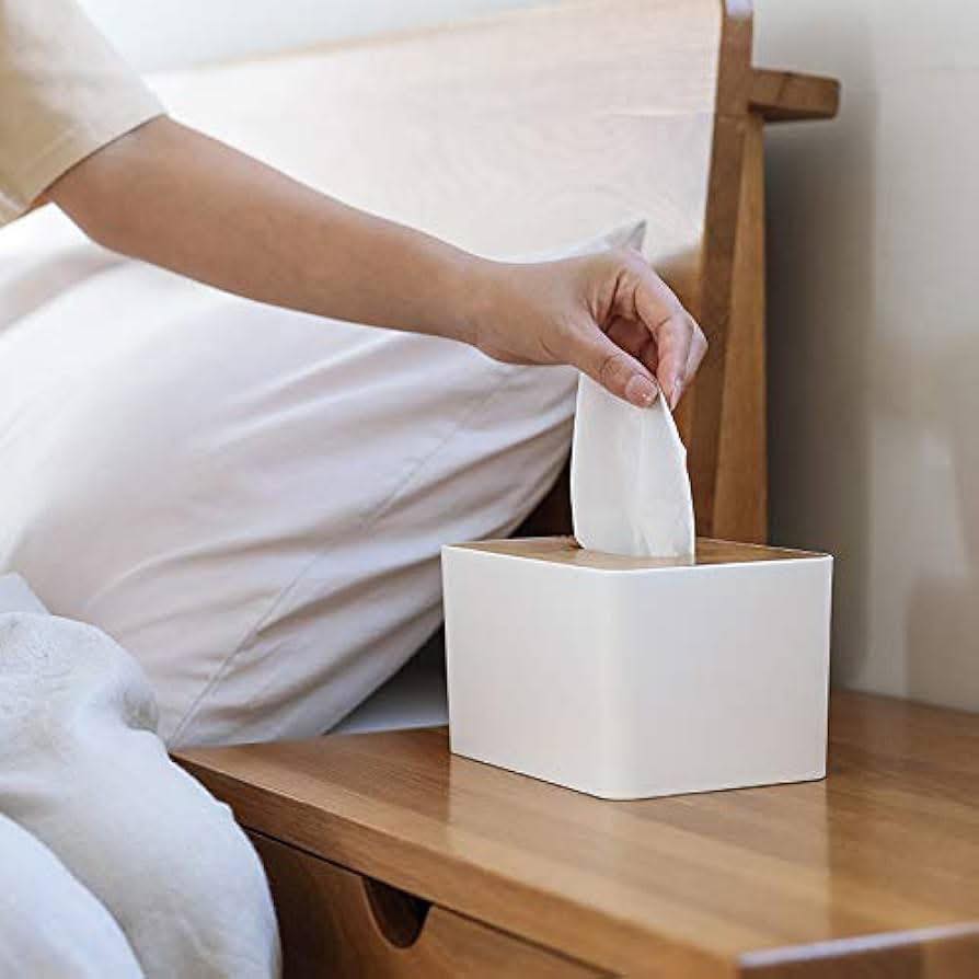 صندوق مناديل مكعب حامل صندوق مناديل غطاء خشبي لصندوق مناديل مستطيل 16×12×10 سم