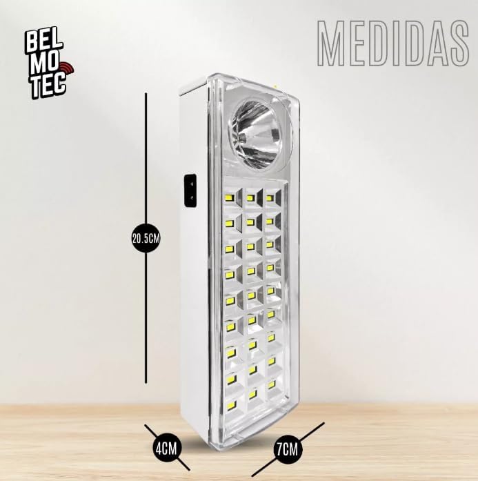 مصباح طوارئ LED قابل لإعادة الشحن – أبيض، 220 فولت