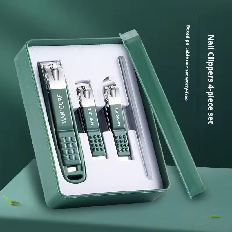 مجموعة أدوات تجميل الأظافر (4 قطع) مع علبة تخزين، تتضمن مقص أظافر عدد 3 عدة أحجام ثلاثة مقصات أظافر بأشكال مختلفة، بما في ذلك مقص ذو حافة مسطحة، ومقص ذو حافة مائلة، ومقص ذو هيكل لالتقاط بقايا قص الأظافر. ومبرد أظافر