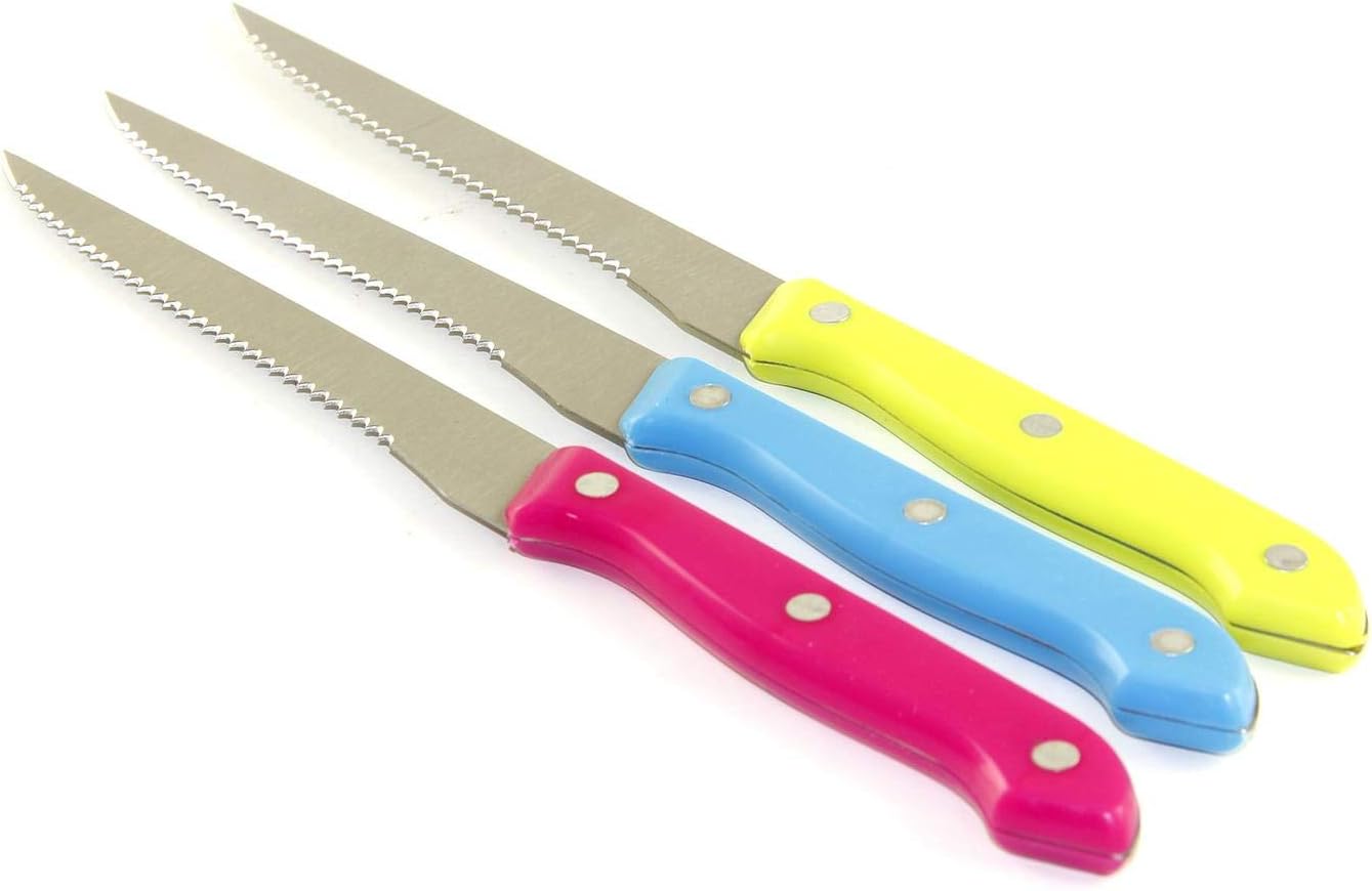 طقم سكاكين مطبخ من الستانلس ستيل مكون من 3 قطع ، متعدد الالوان