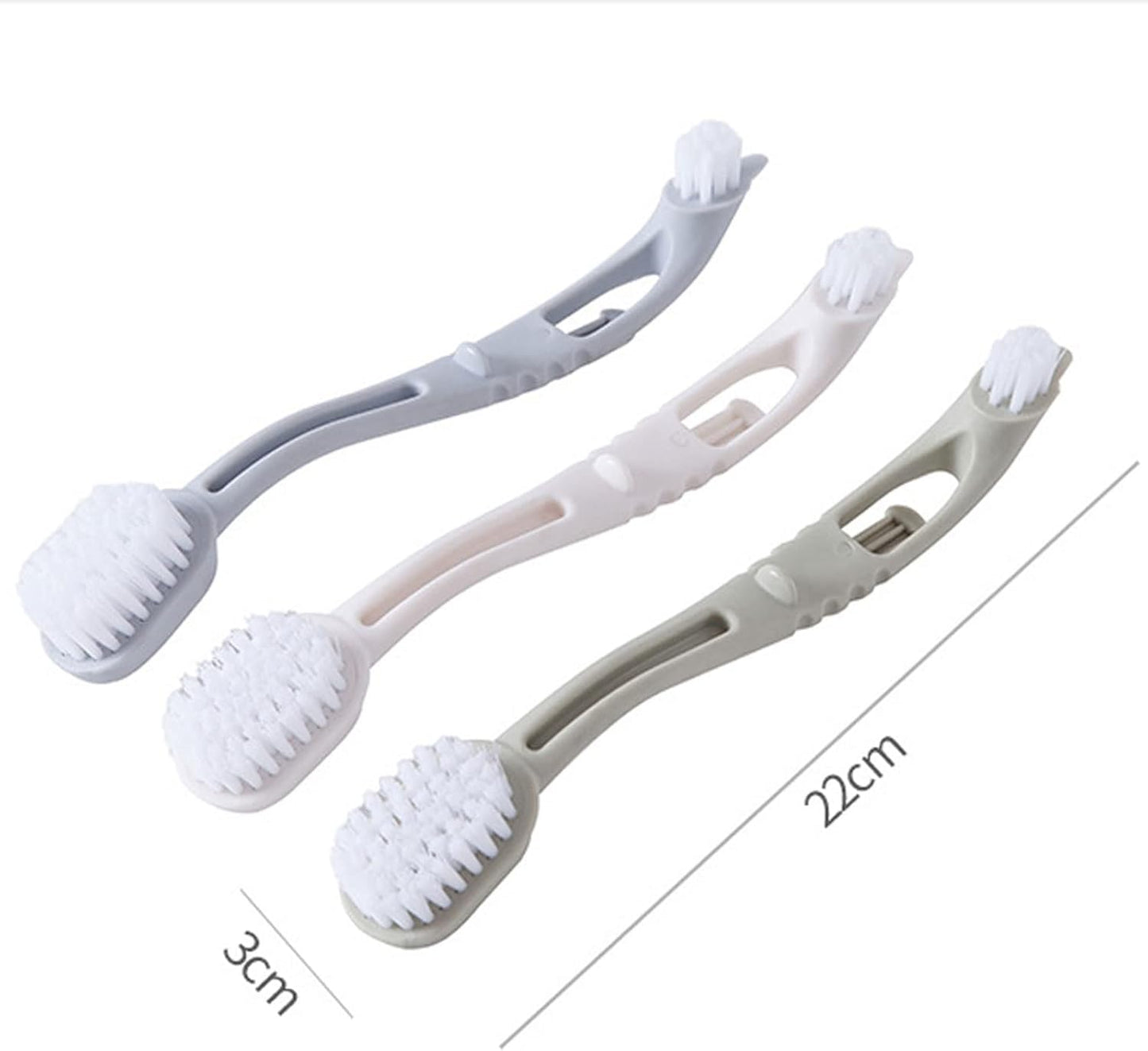 فرشاة تنظيف لتنظيف الأحذية المحمولة ذات الرأسين وأدوات تنظيف الأحذية وفرشاة غسل الأحذية والأحذية الرياضية ومقبض طويل من البلاستيك ومنظف منزلي