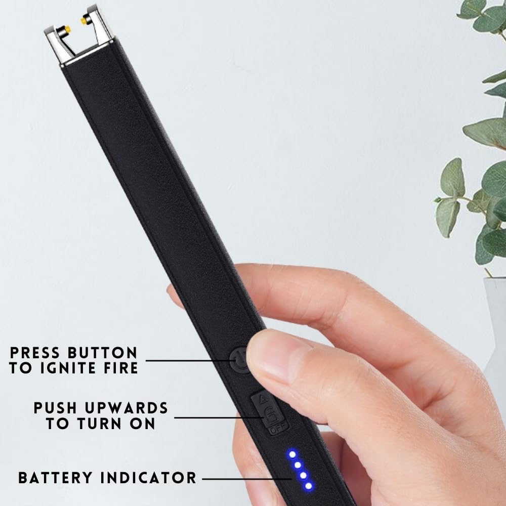 ولاعة كهربائية قابلة لإعادة الشحن بمنفذ USB من النوع C، مزودة بشاشة LED لعرض مستوى البطارية، ومفتاح أمان، تعمل بتقنية البلازما بدون لهب، ومقاومة للرياح، مثالية للطهي والشواء والألعاب النارية، هدية رائعة للنساء والرجال والأمهات والزوجات