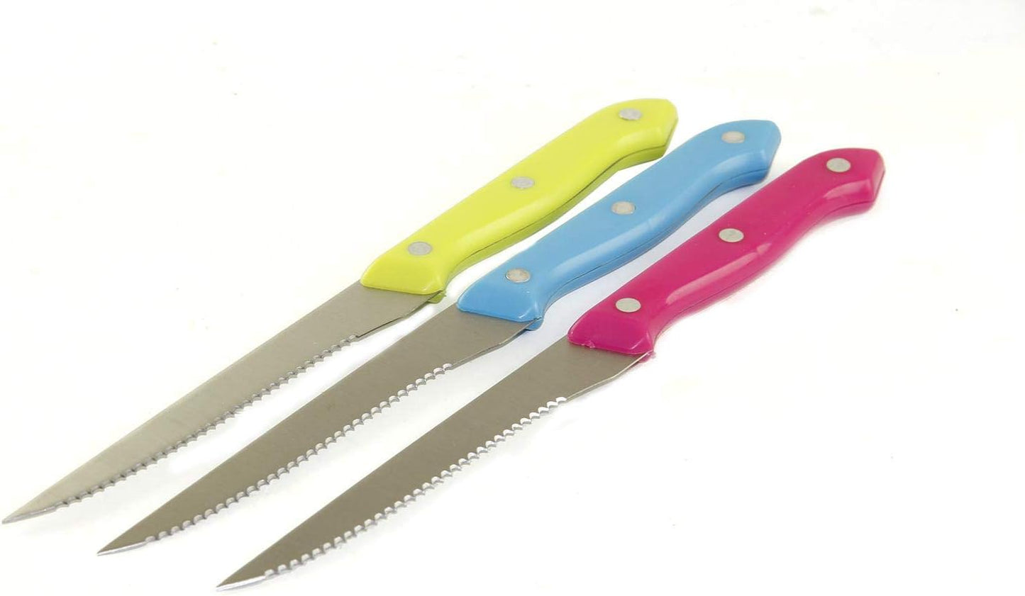 طقم سكاكين مطبخ من الستانلس ستيل مكون من 3 قطع ، متعدد الالوان