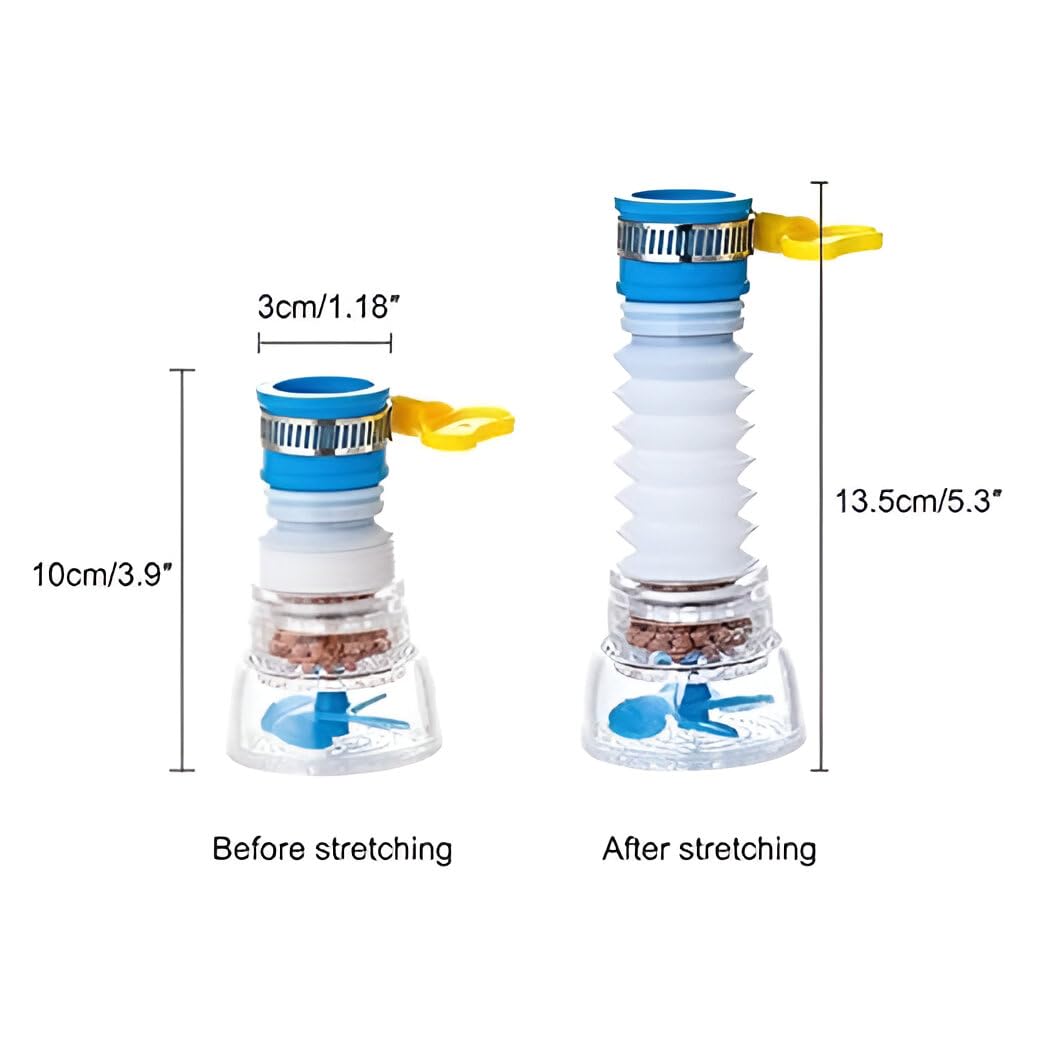 رأس وفلتر صنبور مطبخ مرن – بخاخ دوار 360° مع 3 أوضاع لتدفق المياه