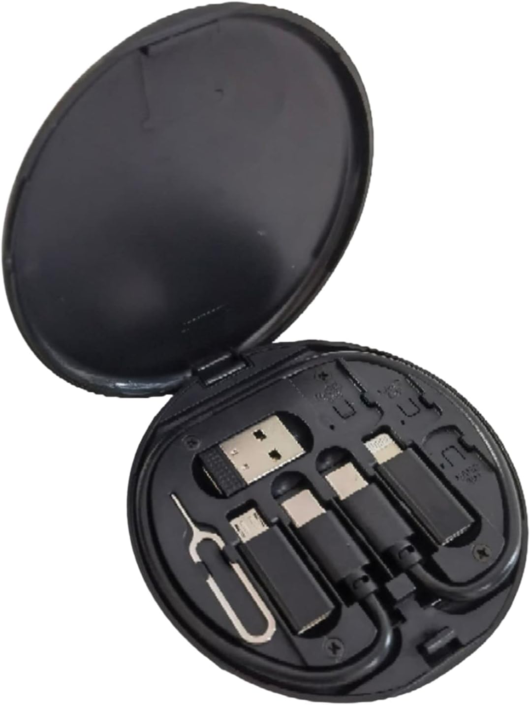صندوق تخزين كابلات البيانات Worparsen المحمول متعدد الاستخدامات مع محول كابل شحن ودرج فتحة البطاقة وحامل دبوس الإخراج، مقاوم للغبار والصدمات، أسود