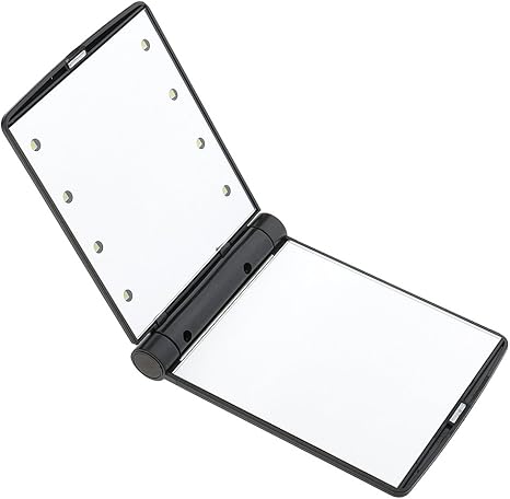 مرآة مكياج صغيرة قابلة للطي مع اضاءة ليد 8 مصابيح - مرآة سفر جيبية