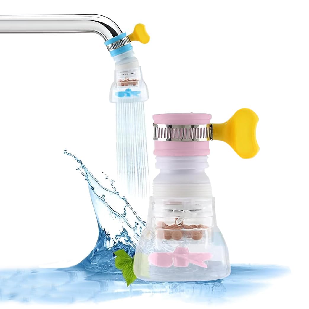 رأس وفلتر صنبور مطبخ مرن – بخاخ دوار 360° مع 3 أوضاع لتدفق المياه