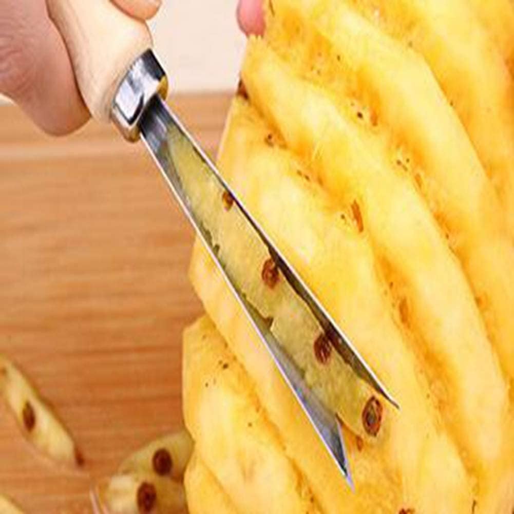 أداة تقشير الأناناس من الفولاذ المقاوم للصدأ على شكل حرف V مقبض بلاستيكي