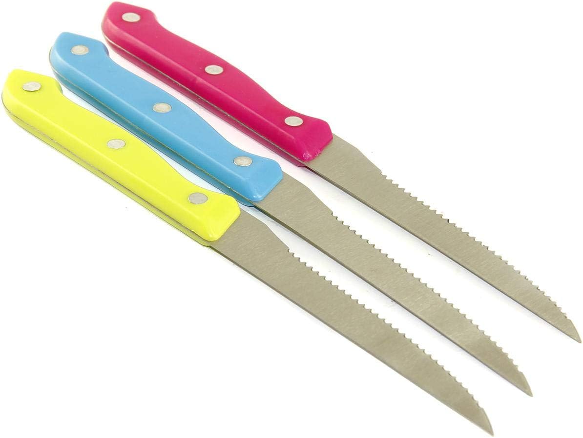 طقم سكاكين مطبخ من الستانلس ستيل مكون من 3 قطع ، متعدد الالوان