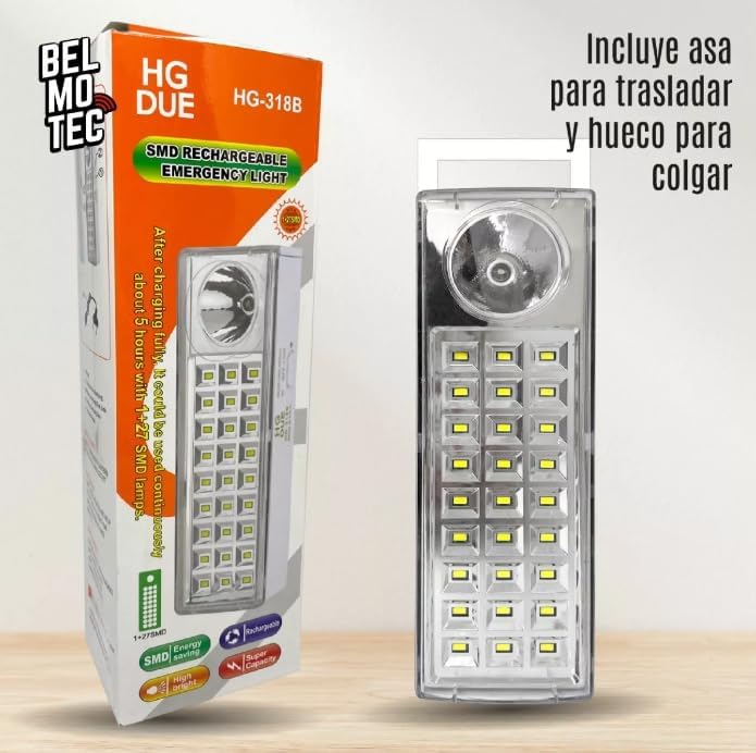 مصباح طوارئ LED قابل لإعادة الشحن – أبيض، 220 فولت