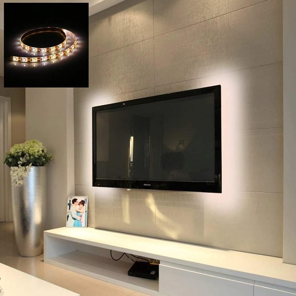 شريط إضاءة LED – 150 سم، أبيض دافئ، يعمل بالبطاريات (3×AA)