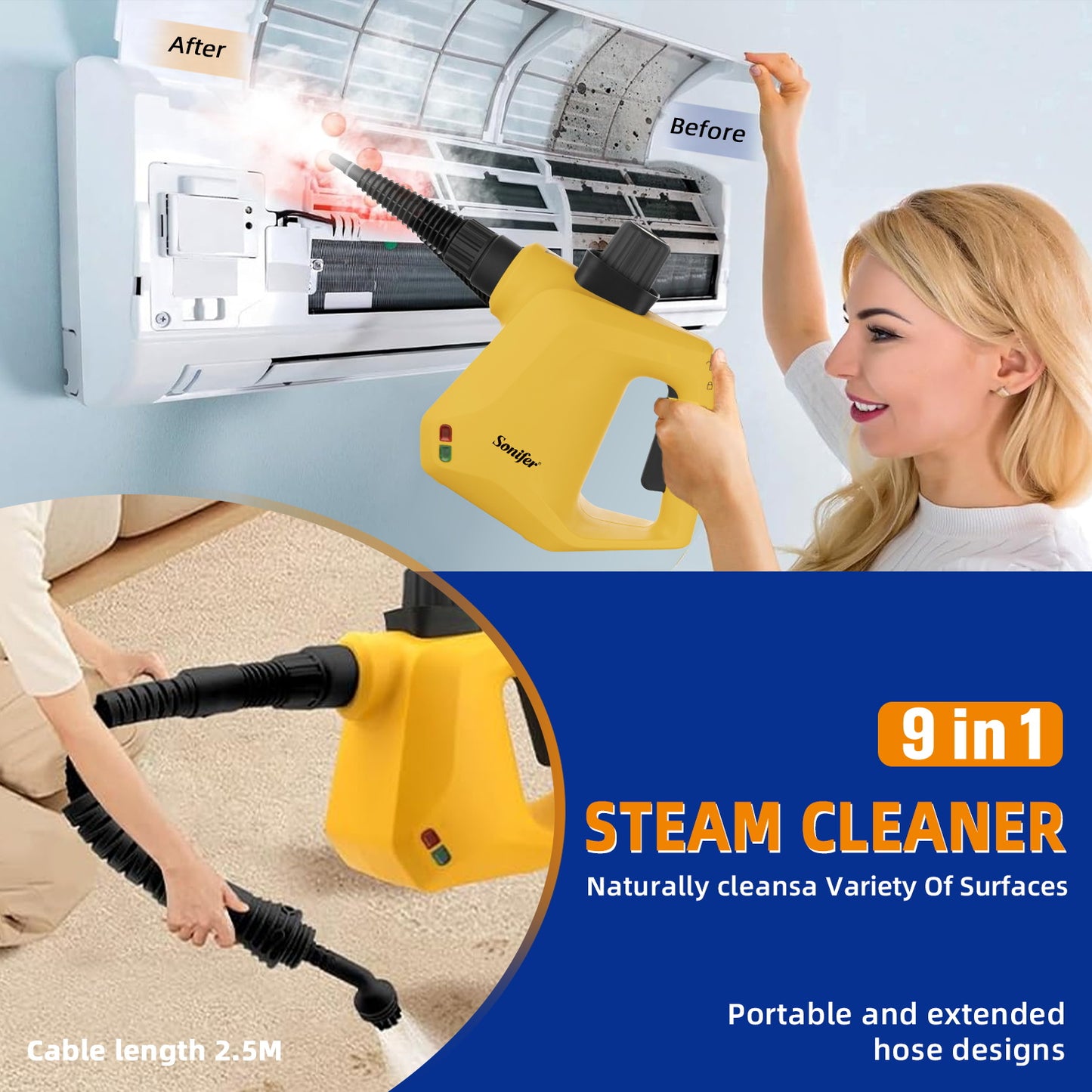 جهاز التنظيف بالبخار ماركة سونيفير Steam Cleaner Sonifer SF-2256