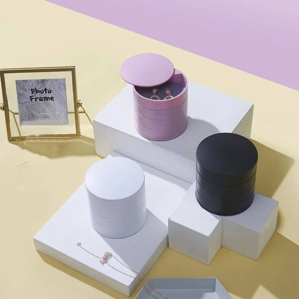 منظم مجوهرات دوار مع مرآة – أناقة وتنظيم في قطعة واحدة!