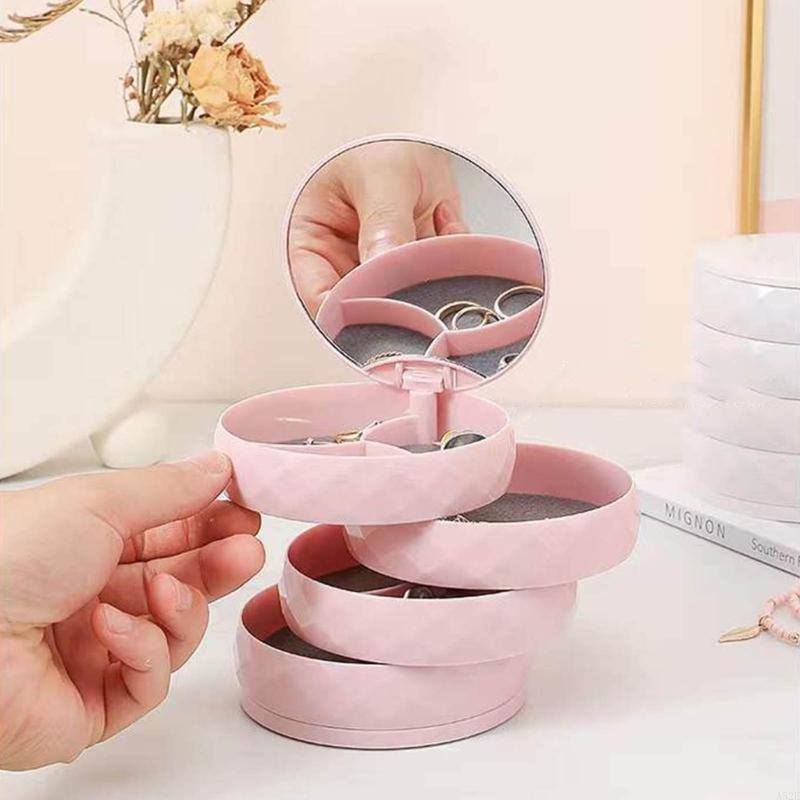منظم مجوهرات دوار مع مرآة – أناقة وتنظيم في قطعة واحدة!