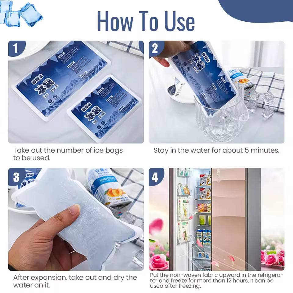 ❄️كيس ثلج ذاتي الامتصاص للماء – Ice Pack متعدد الاستخدام  تبريد ذكي… من الطعام إلى الراحة الجسدية