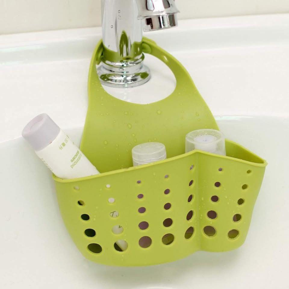 منظم إسفنجة حوض – حامل معلق للصنبور من مادة PVC بفتحات تهوية