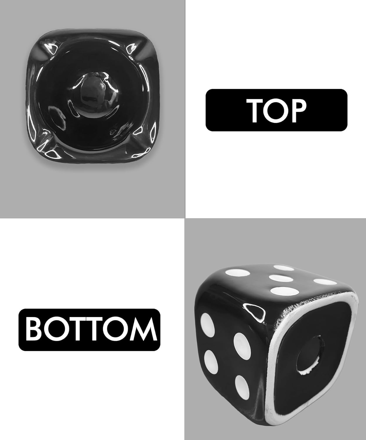 منفضة سجائر فاخرة من السيراميك بتصميم نرد للاستخدام الداخلي والخارجي والفناء وسطح المكتب