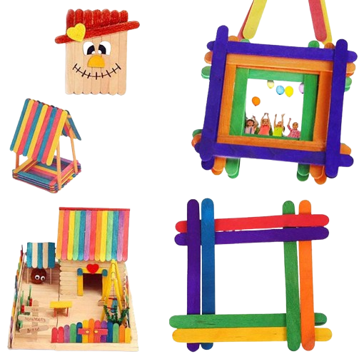 عيدان خشبية ملونة لفن الأطفال عدد 60