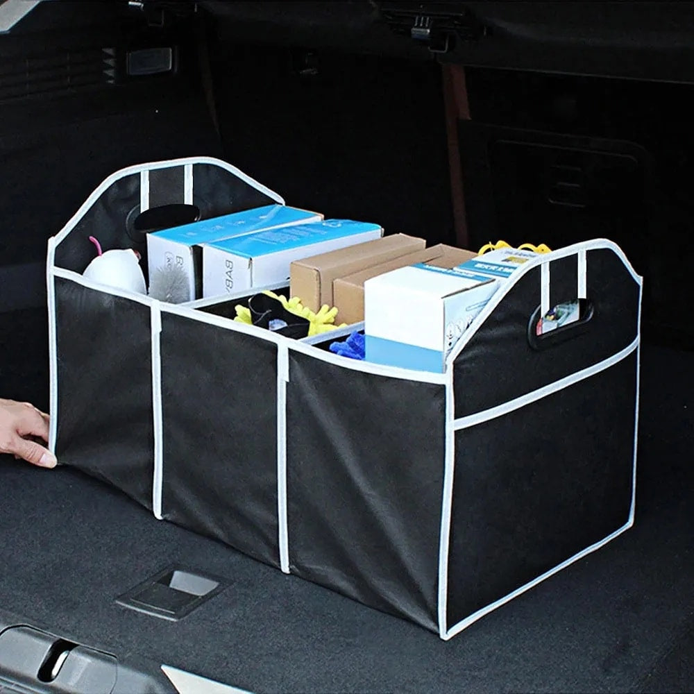 منظم صندوق السيارة قابل للطي – 3 مقصورات، قماش مقاوم للماء