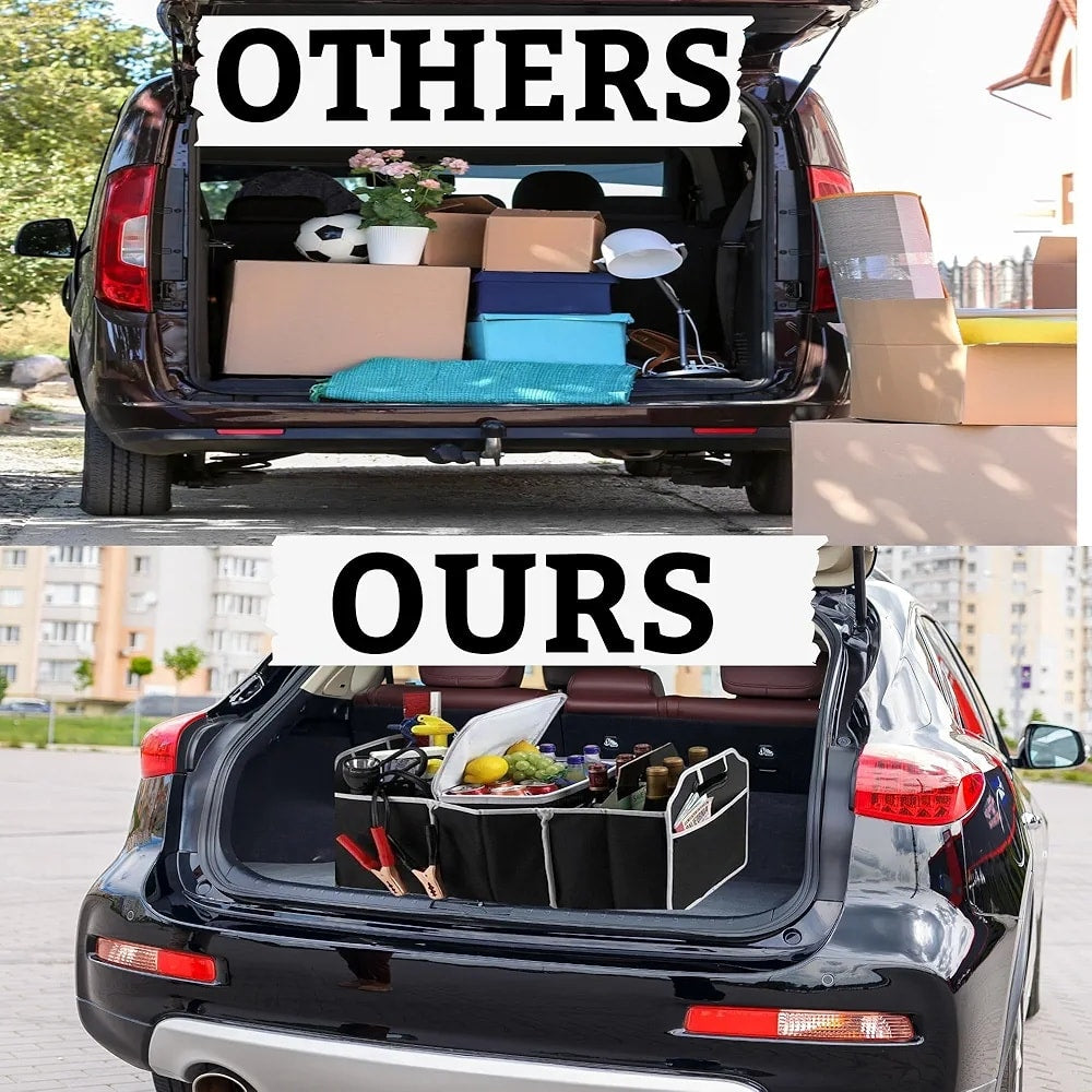 منظم صندوق السيارة قابل للطي – 3 مقصورات، قماش مقاوم للماء