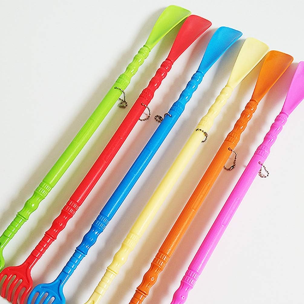 أداة حك الظهر - حكاكة  مع كرتة- بيسة -  لبيسة حذاء بمقبض طويل وأداة تدليك للظهر للرجال والنساء والأطفال والأحذية والعائلة