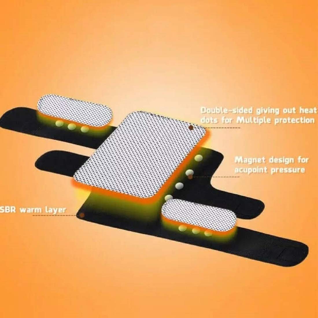 وسادة ركبة ذاتية التسخين ، حزام دعم الركبة المغناطيسي لتخفيف الآلام، زوج واحد