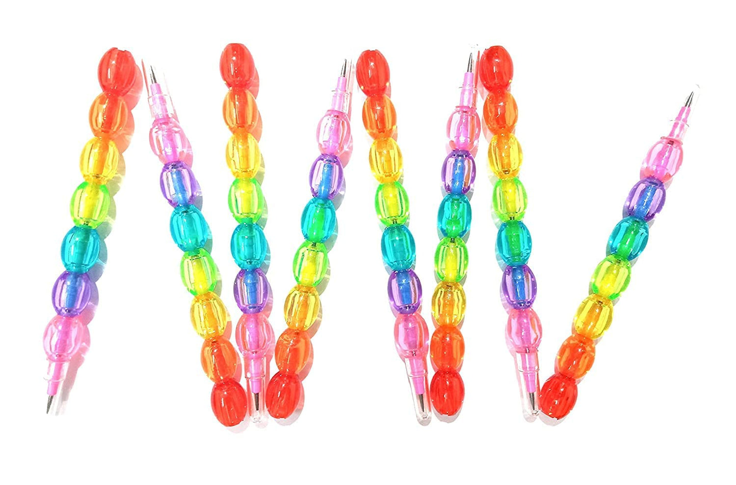 قلم رصاص مزين بخرز اللؤلؤ – تصميم قوس قزح للأطفال 7 قطع