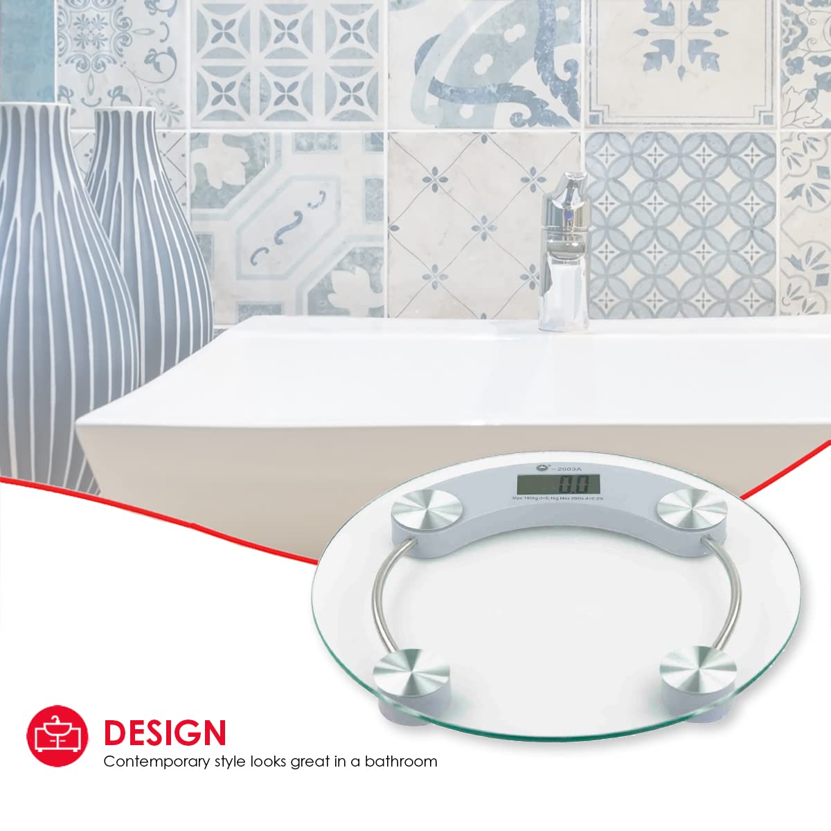 ميزان حمام زجاج رقمي شفاف 180 كغم