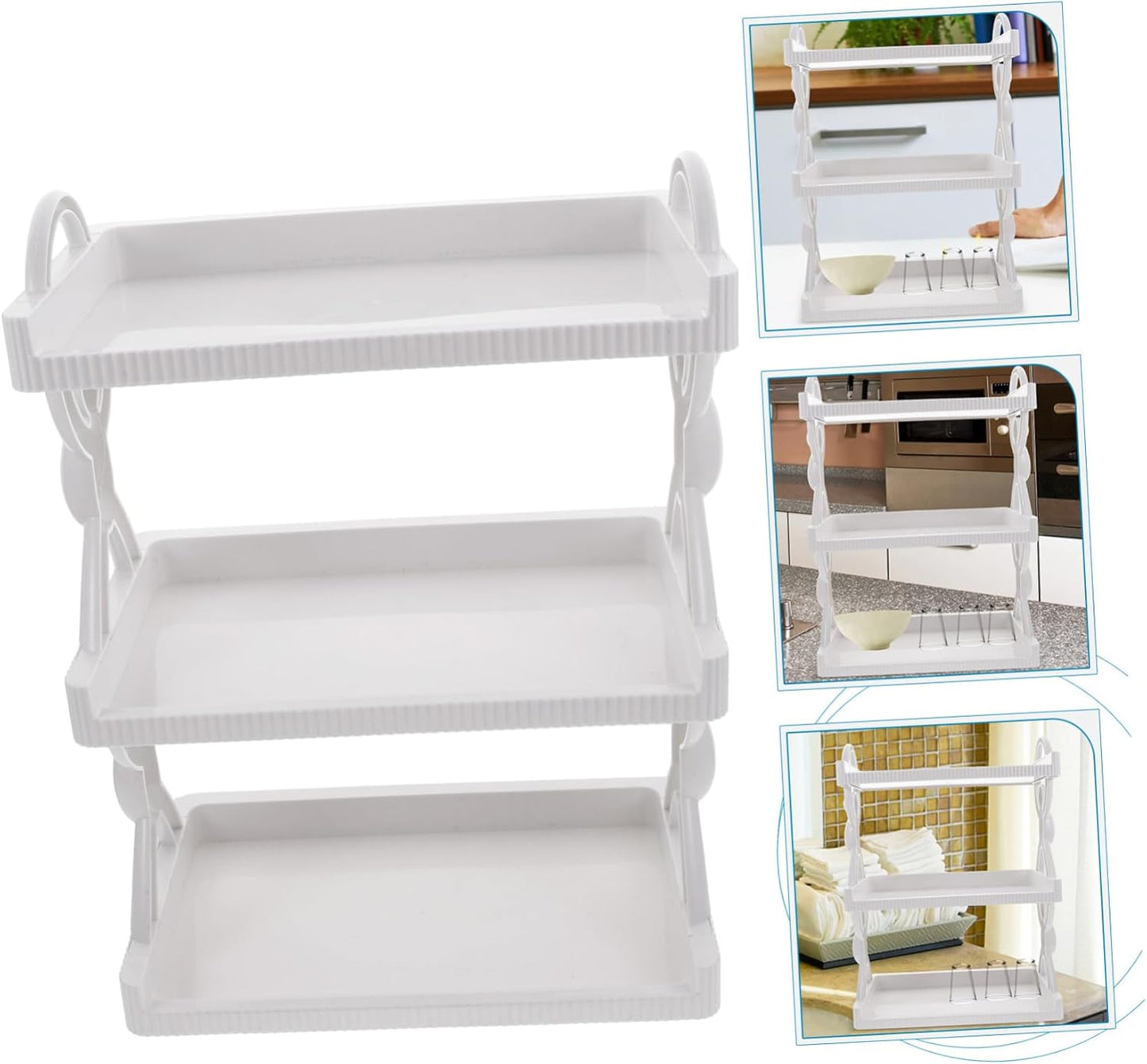 رف تخزين متعدد الطبقات منظم متعدد الاستخدامات للمنزل والمكتب والمطبخ والحمام والتعليق على الحائط واستخدام سطح المكتب، بتصميم عصري للضروريات