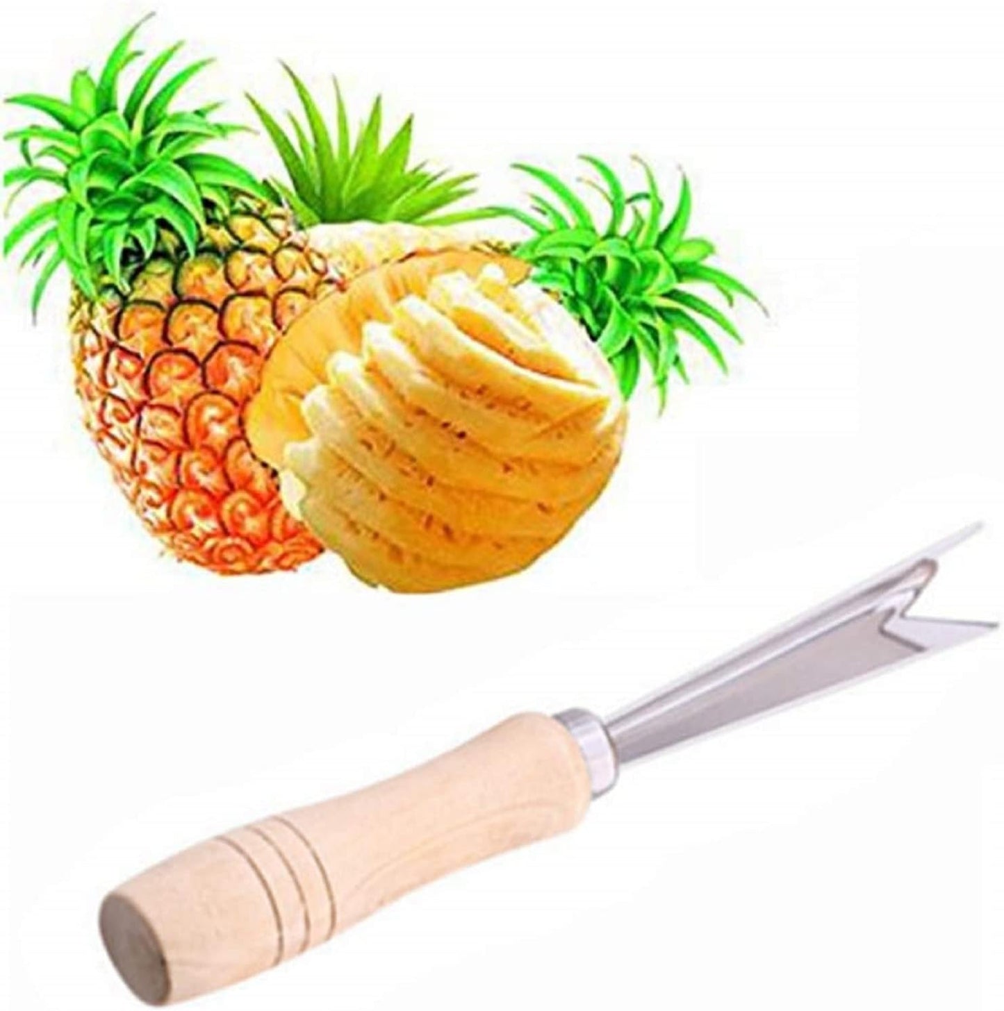أداة تقشير الأناناس من الفولاذ المقاوم للصدأ على شكل حرف V مقبض بلاستيكي