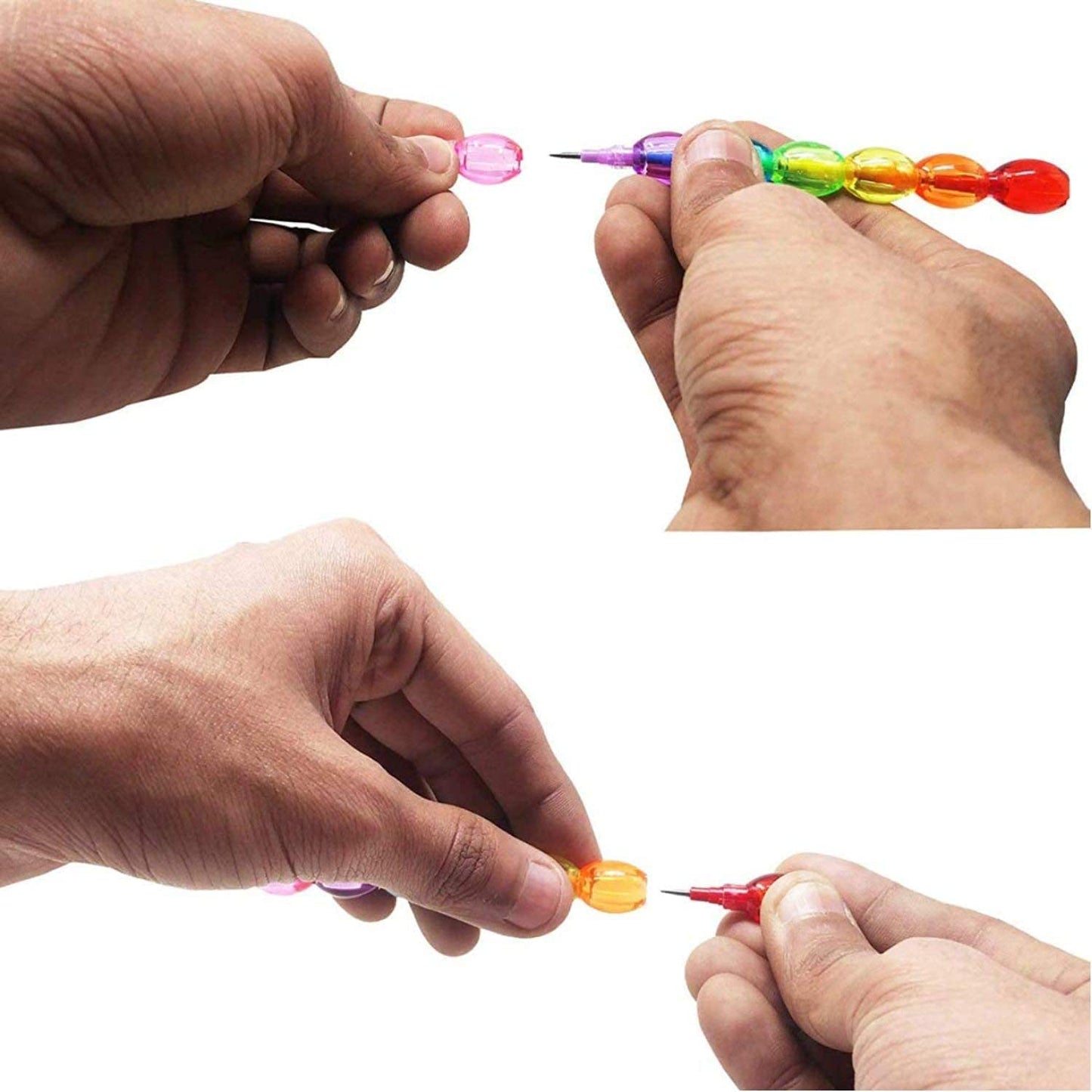 قلم رصاص مزين بخرز اللؤلؤ – تصميم قوس قزح للأطفال 7 قطع