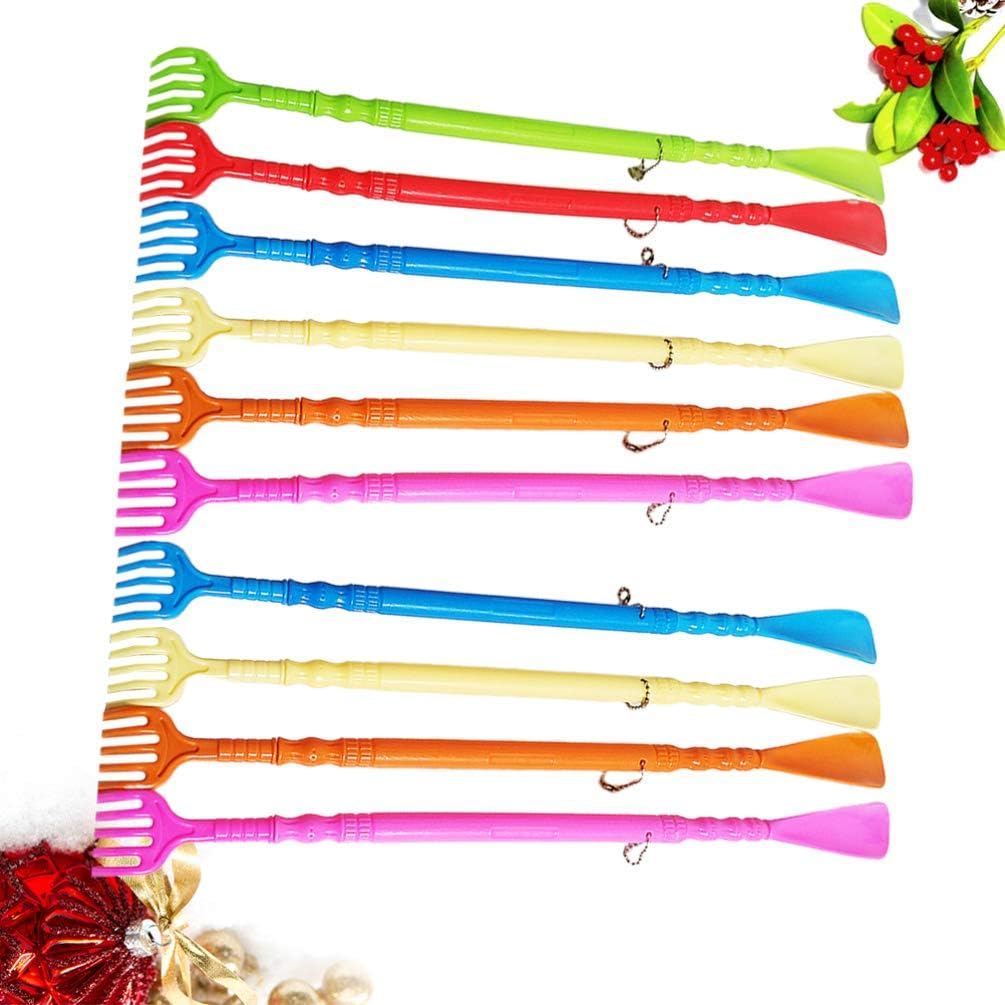 أداة حك الظهر - حكاكة  مع كرتة- بيسة -  لبيسة حذاء بمقبض طويل وأداة تدليك للظهر للرجال والنساء والأطفال والأحذية والعائلة