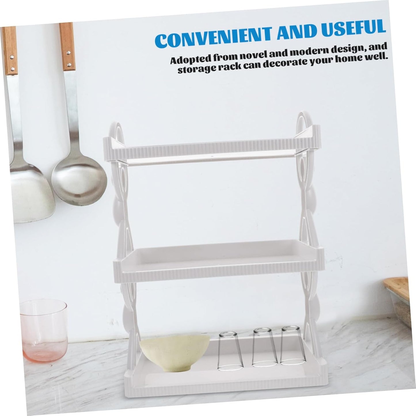 رف تخزين متعدد الطبقات منظم متعدد الاستخدامات للمنزل والمكتب والمطبخ والحمام والتعليق على الحائط واستخدام سطح المكتب، بتصميم عصري للضروريات