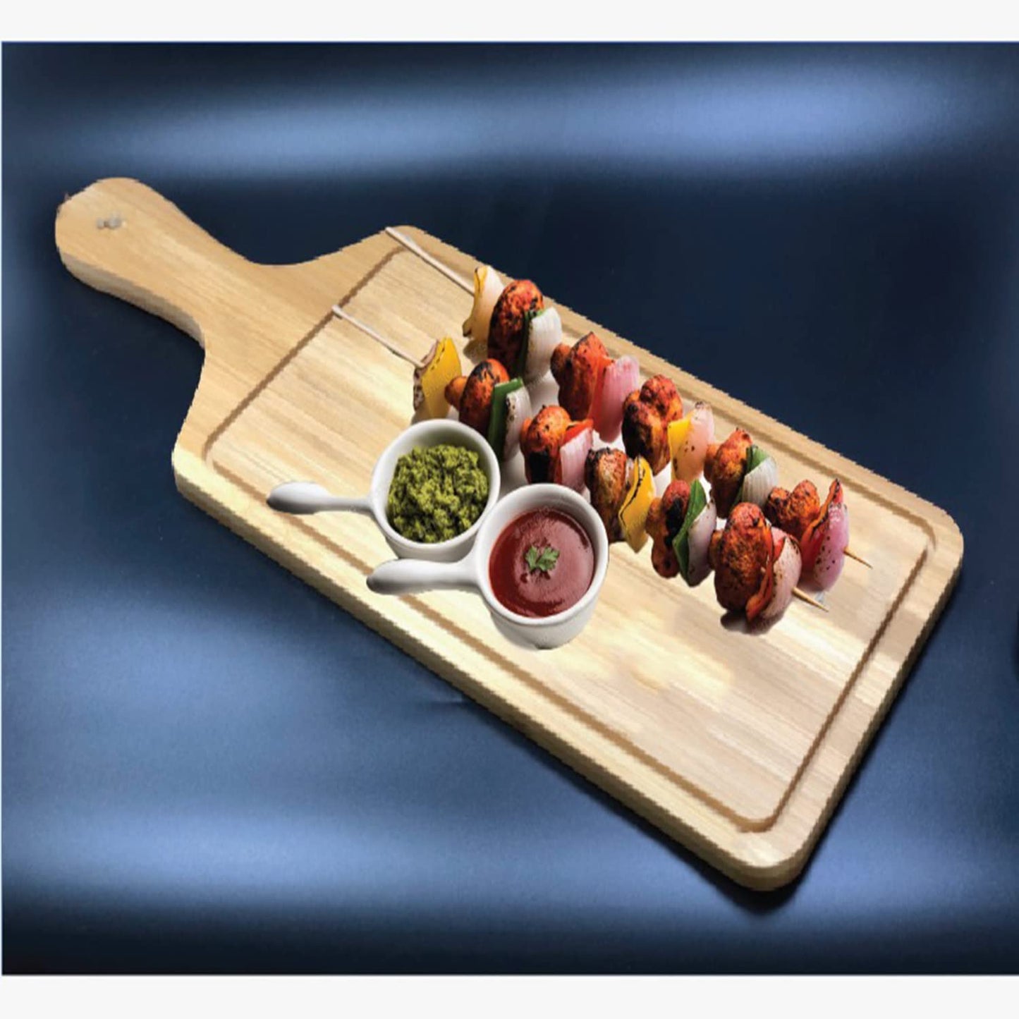 طبق تقديم الوجبات الخفيفة متعدد الأغراض من الخشب وفرامة خضار - بمقبض