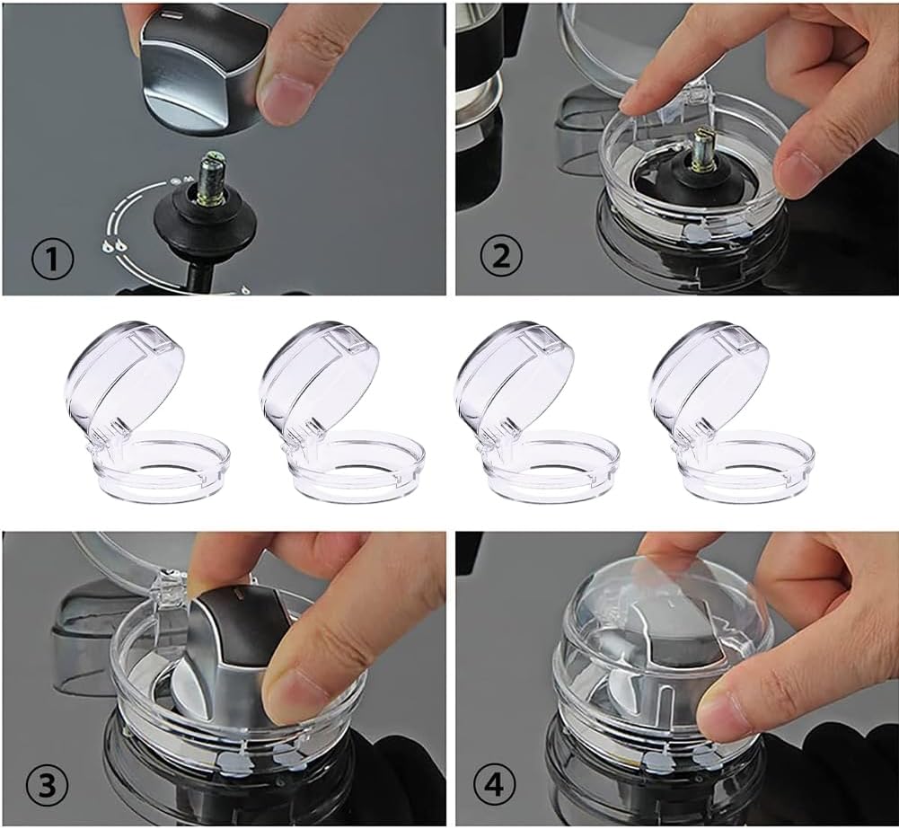 أغطية حماية لمقابض موقد الغاز – شفاف عبوة من قطعتين